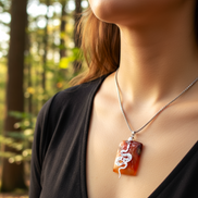 Collier chaine argenté et sa cornaline extra