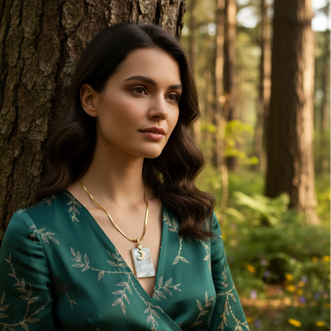 collier doré pierre de lune lune