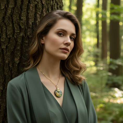 Collier libellule doré et labradorite