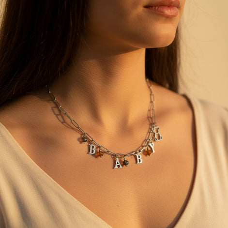 Collier Baby en acier inoxydable et pierre de lune