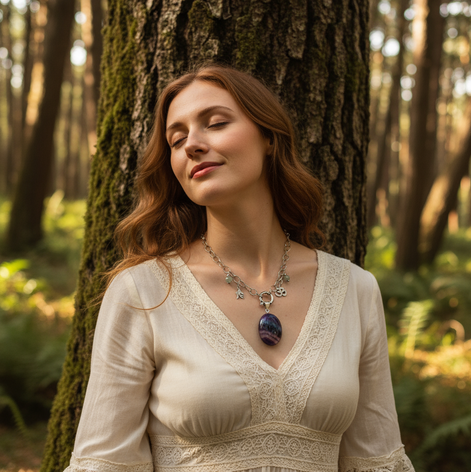 Collier "unalom" en fluorite arc en ciel  & aum