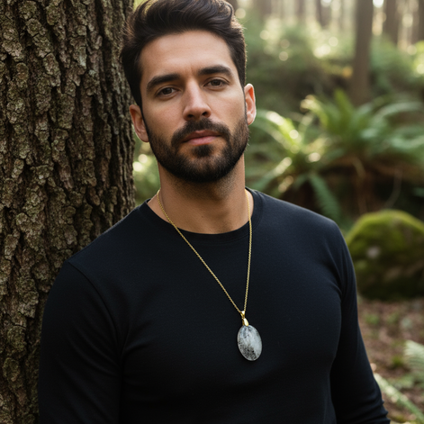 Collier homme en pierres naturelles