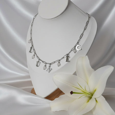 collier lune argenté