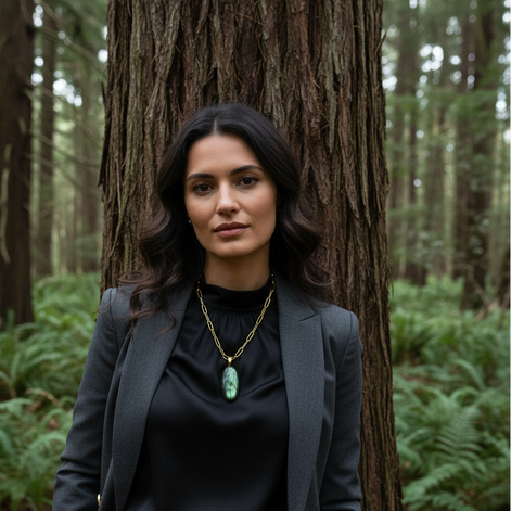 Collier doré et labradorite verte