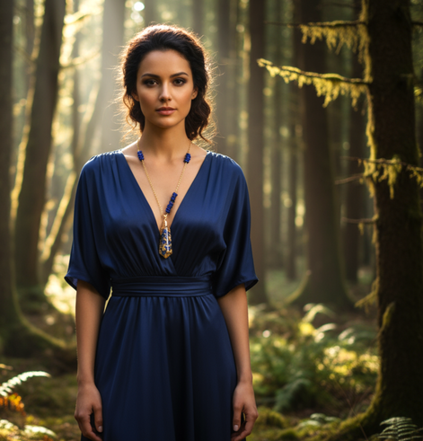 Collier orgonite pointe doré en Lapis lazuli