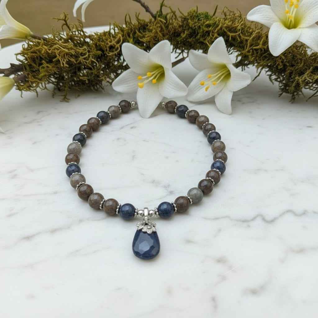 Collier de perles en pietersite réglable argenté