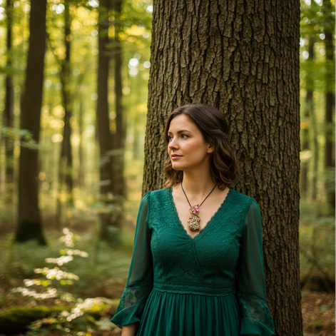 Collier et Pendentif en Pyrite sertie et papillon