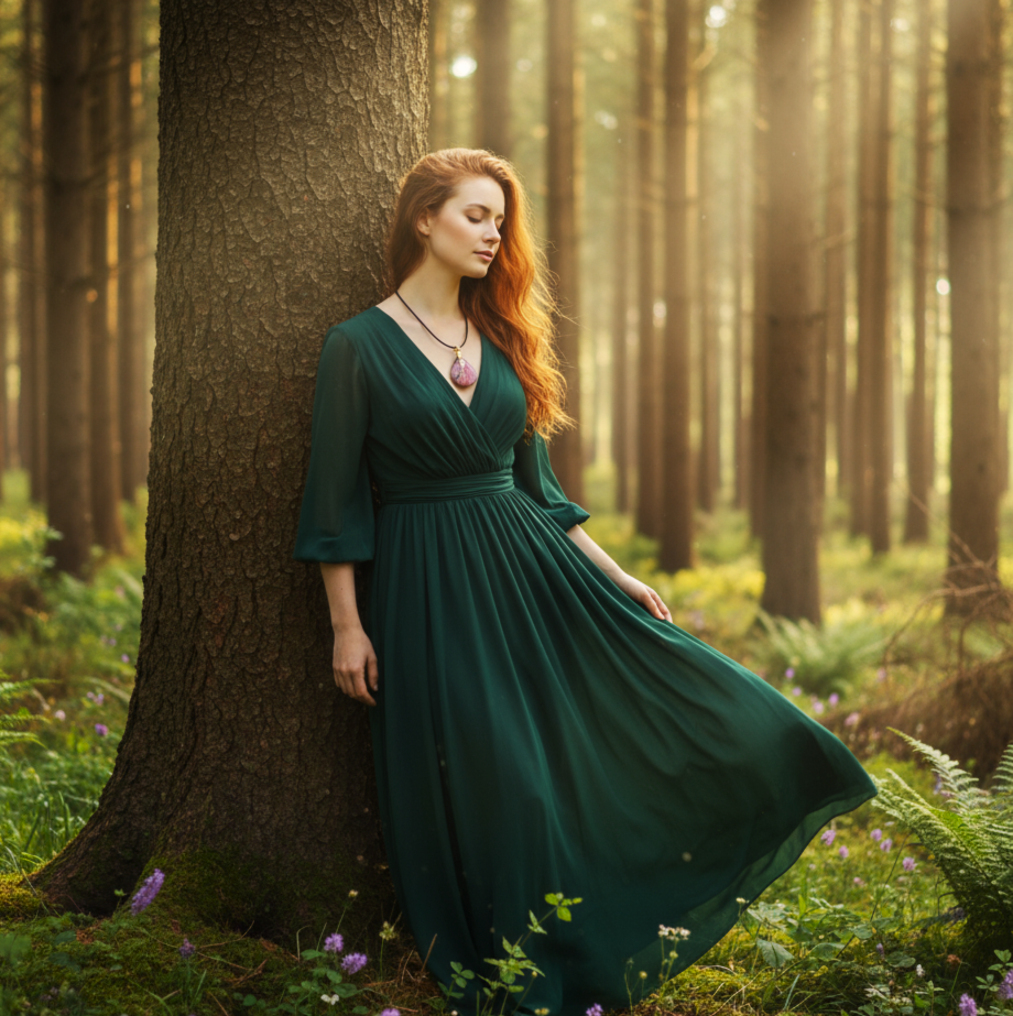 Collier et sa rhodonite extra, doré ou argenté, pierre au choix