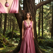 Collier et sa rhodonite extra, doré ou argenté, pierre au choix