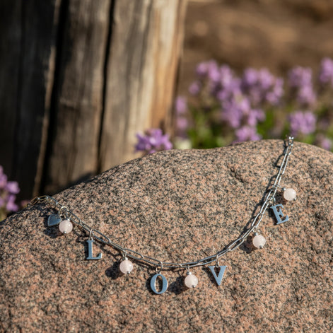 collier quartz rose love amour