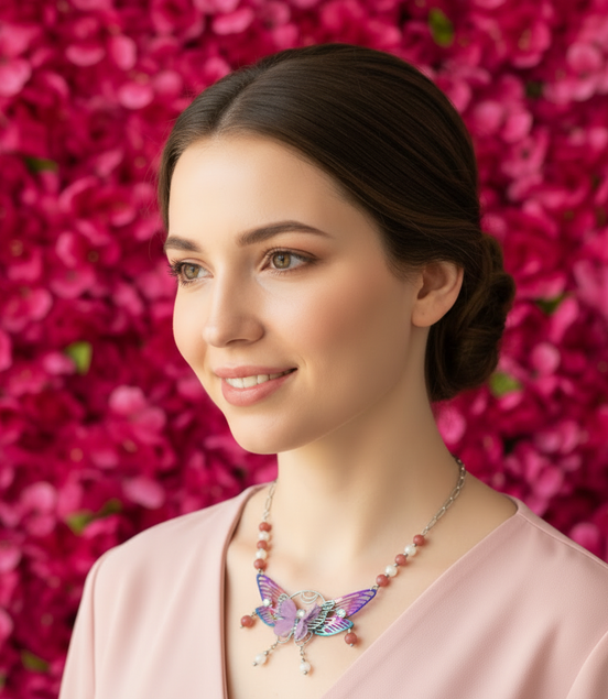 Collier papillon féérique fait mains