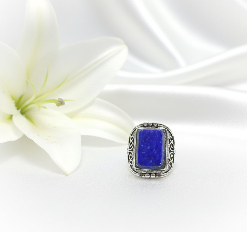 Bague en lapis lazuli ajustable