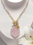 collier chaine doré et quartz rose extra