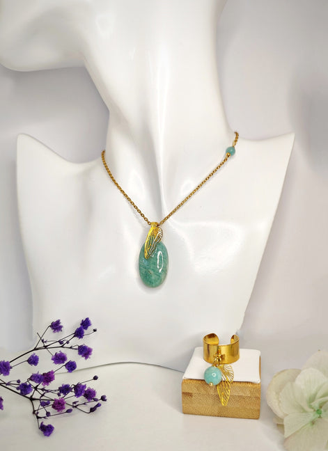 Collier doré en Amazonite, au choix