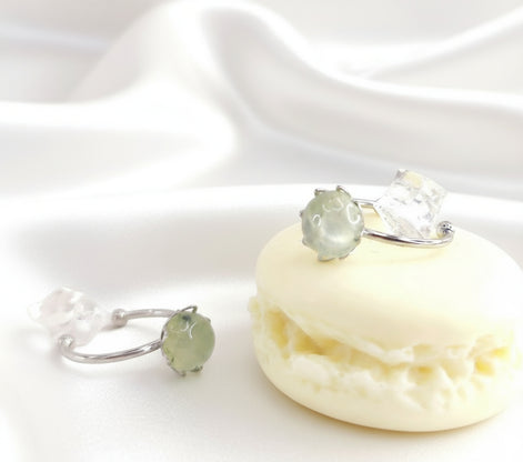 Bague en Pierre naturelle de Prehnite, ajustable