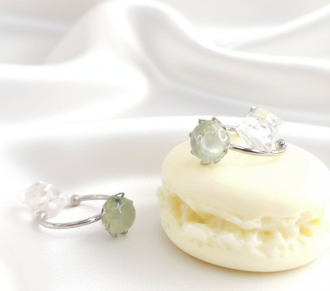 Bague en Pierre naturelle de Prehnite, ajustable