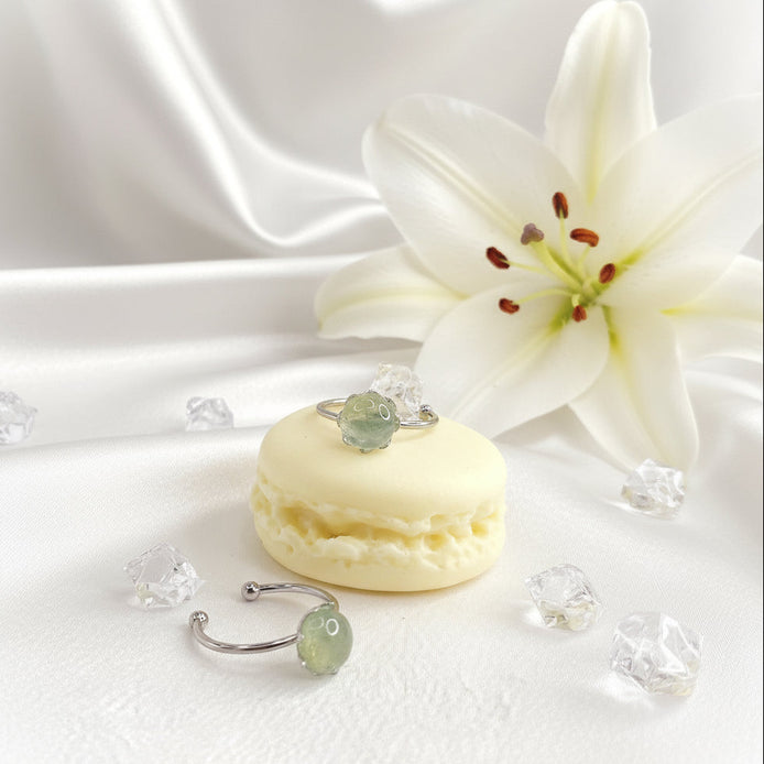 Bague en Pierre naturelle de Prehnite, ajustable