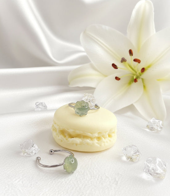 Bague en Pierre naturelle de Prehnite, ajustable
