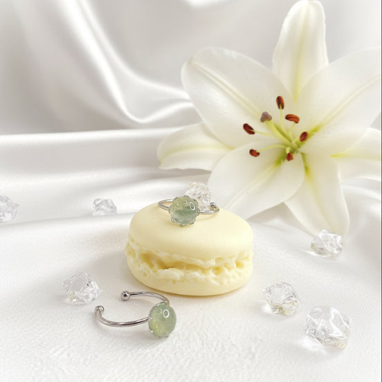 Bague en Pierre naturelle de Prehnite, ajustable