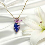 Collier doré lapis lazuli lumière du phénix