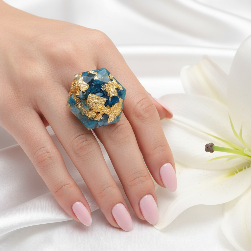 bague en pierre bleu