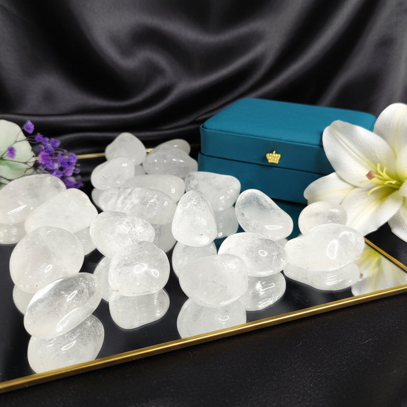 Pierre de Cristal de roche, roulée, brute, pointe, coeur