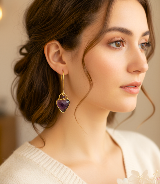 Boucles d'oreilles déclaration d'amour en améthyste