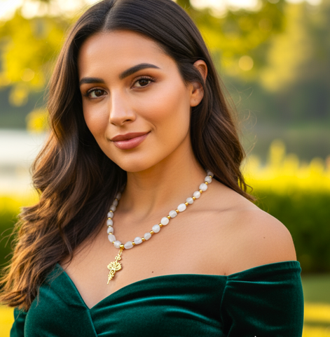 Collier en Pierre de Lune, Fleur de Vie ou Unalome