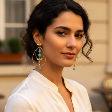 Boucles d'oreilles libellule dorées, pierre au choix