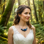 Collier argenté et coeur en labradorite bleu