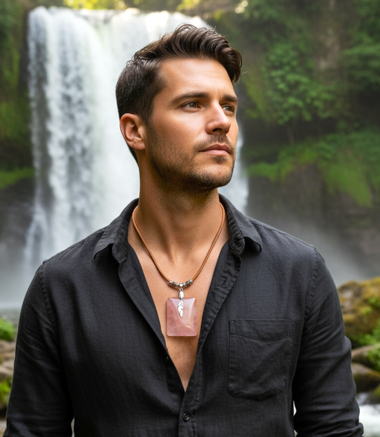 Collier en quartz rose extra gardien de lumière