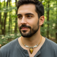 Collier gardien solaire en liège et oeil de tigre