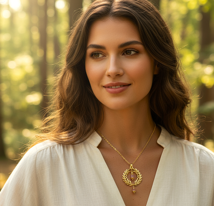 Collier sur mesure – Couronne de Laurier et Pierre Naturelle