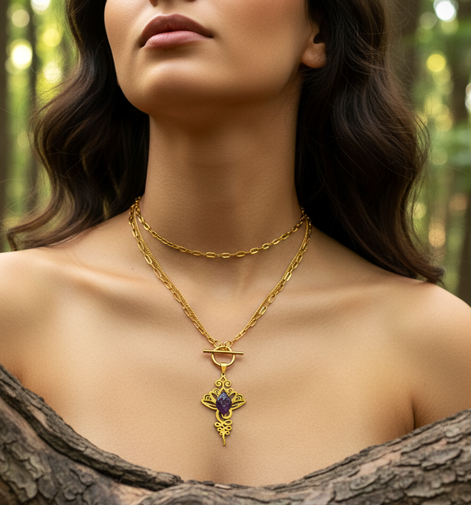 Collier doré unalom en améthyste