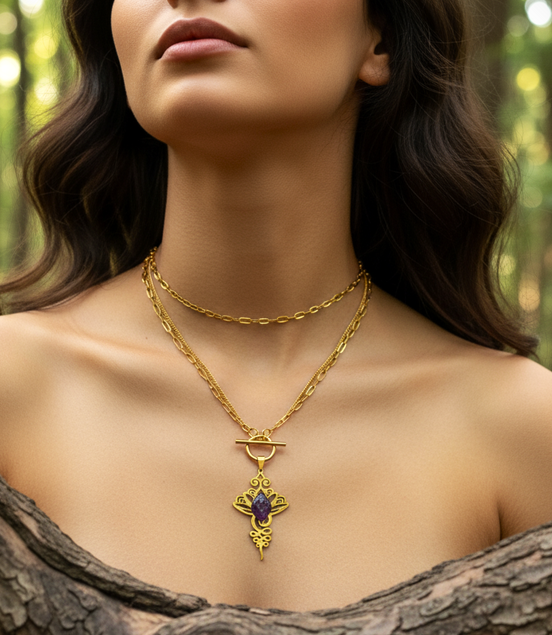 Collier doré unalom en améthyste