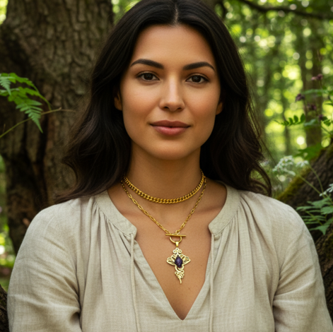 Collier doré unalom en améthyste