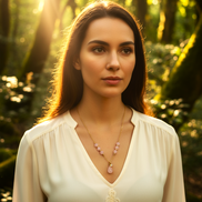 Collier long Doré et pierre de Kunzite 60cm