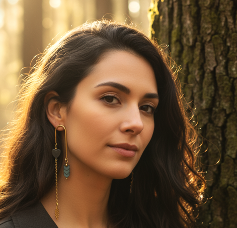 Boucles d'oreilles doré entre terre et ciel, modèle au choix