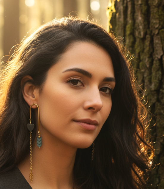 Boucles d'oreilles doré entre terre et ciel, modèle au choix