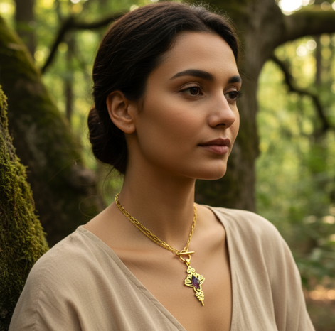 Collier doré unalom en améthyste