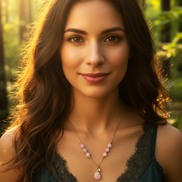 Collier long Doré et pierre de Kunzite 60cm