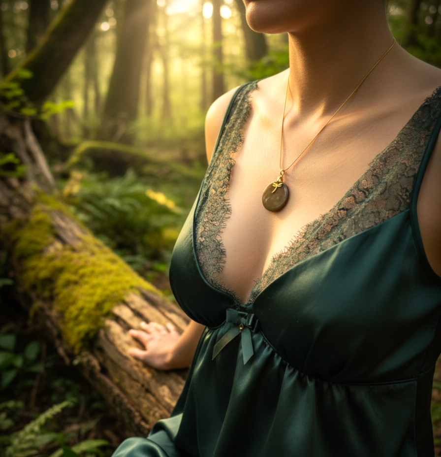 Collier doré et Jaspe brune
