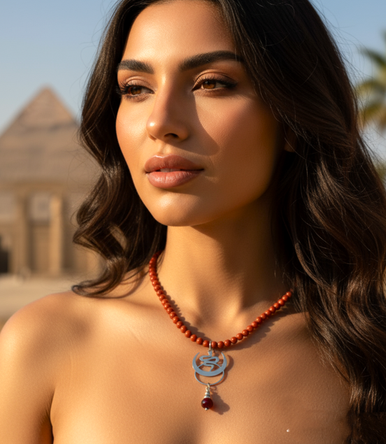 Collier en jaspe rouge, Vitalité & Ancrage, déesse ou serpent