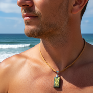 Collier liege argenté en labradorite, homme ou mixte
