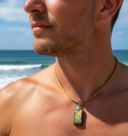 Collier liege argenté en labradorite, homme ou mixte