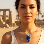 Torque Isis argenté en lapis lazuli extra sertie de cuivre