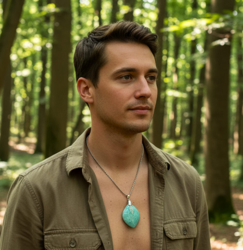 Collier Amazonite sur chaine acier inoxydable au choix