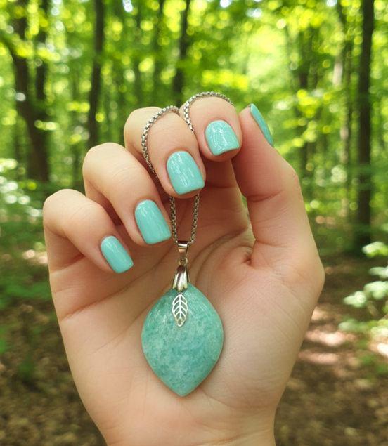 Collier Amazonite sur chaine acier inoxydable au choix