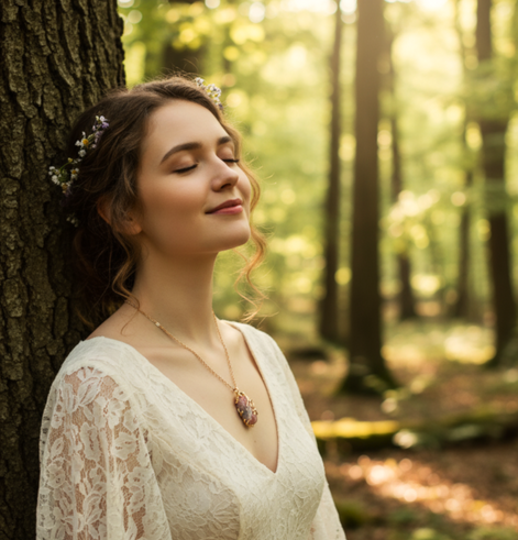 Collier doré en Rhodochrosite sertie extra