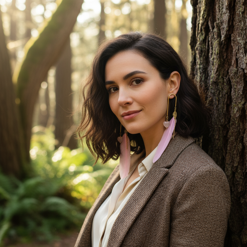 bijoux plume fait mains